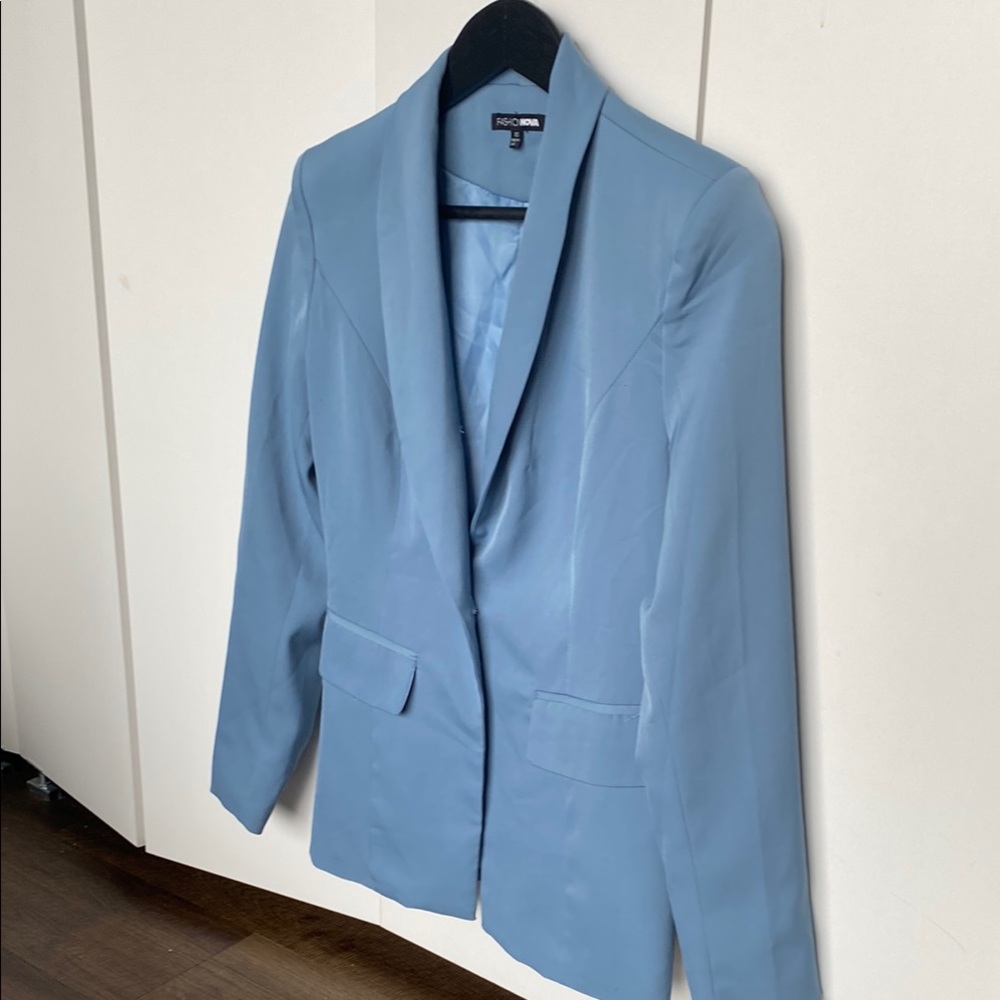 Fashion Nova Blue Tailored Blazer with Notched Lapel